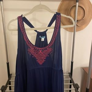 Maternity- navy blue with hot pink stitching maxi dress old navy size xl